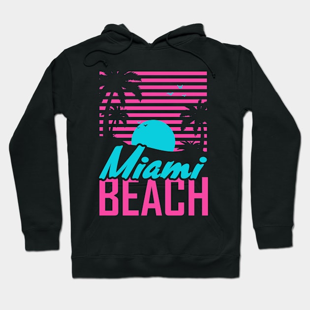 Retro Vintage Miami Beach 80s sunset Hoodie by bougieFire